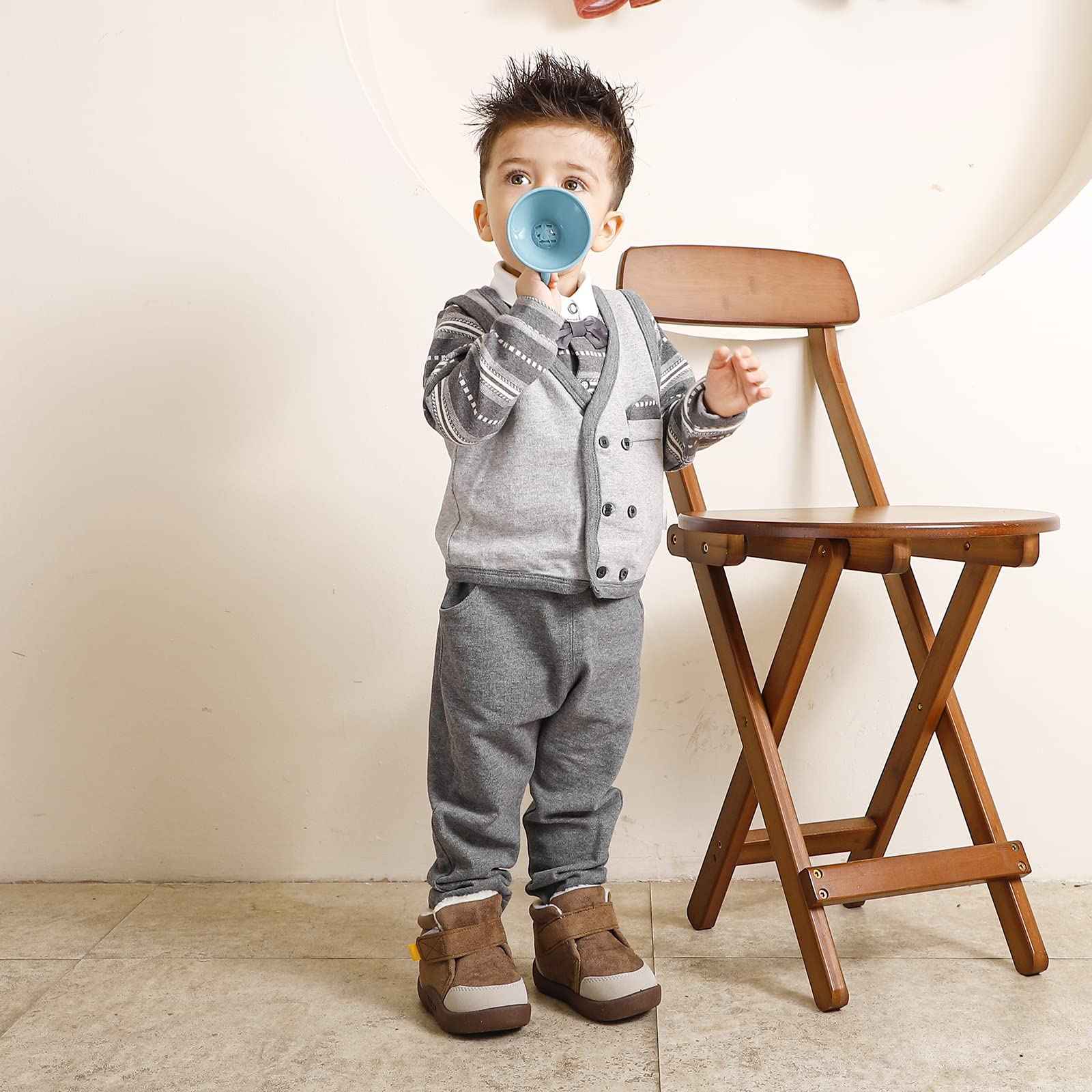 MASOCIO Winter Shoes Baby Boots Boys Girls Baby Shoes Winter Plush Flat Rubber Non-Slip Size 18-23 EU