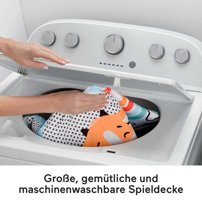 Fisher-Price Tierfreunde Kontrast-Spieldecke, Spielbogen, mit Musik und Licht, Krabbeldecke für Baby, zum Spielen im Bauchlage, Baby Ausstattung, ab Geburt, HPF39