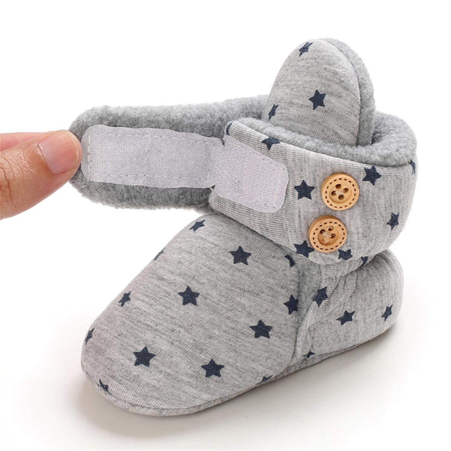 Newborn Warm Winter Booties, Organic Cotton Lining and Non-Slip Stripes, Booties, Sock Shoes for Winter with Soft Sole, Crawling Shoes, Size 0 - 18 Months, Baby Boys and Girls, Prewalker and Toddler Shoes