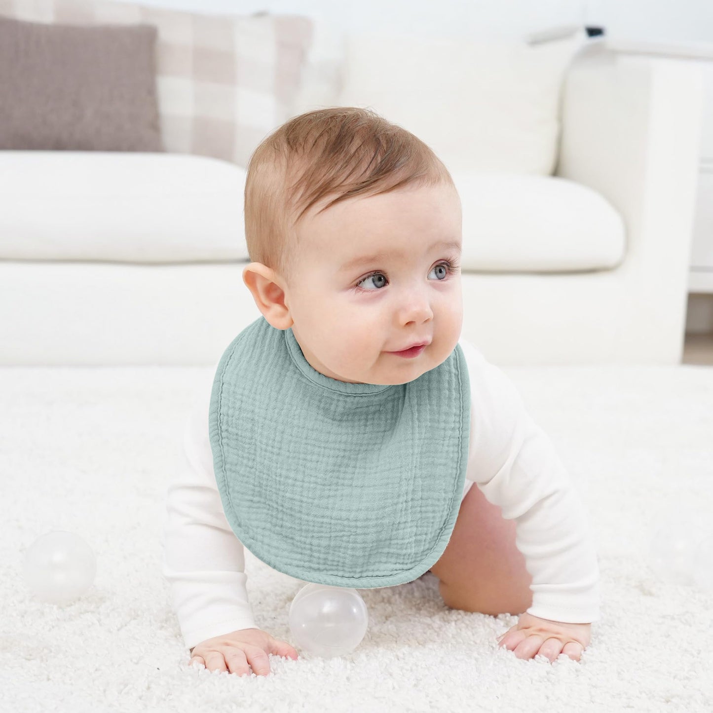 Susurration Bibs Baby Muslin Bandana Baby Soft Adjustable Square Dribble Bibs 6 pack for Unisex Girls &amp; Boys 