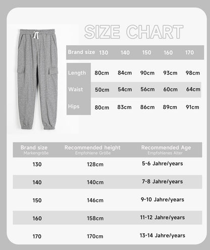 YOUNGSOUL Kinder Jogginghose Jungen Cargo Jogger Hose Sweathose Freizeithose mit Elastischem Bund
