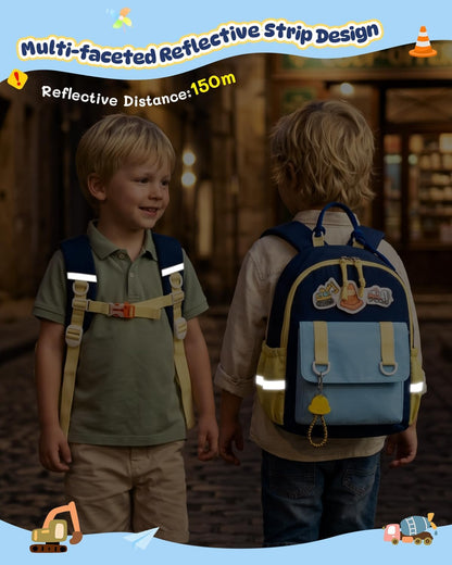 PROTAURI Kindergartenrucksack Mädchen 3-7 Jahre 11.6L Katze Hase, Rosa | mit Brustgurt reflektierend wasserabweisend leicht atmungsaktiv ergonomisch DIN A4 3D Patches 3D Tier Design