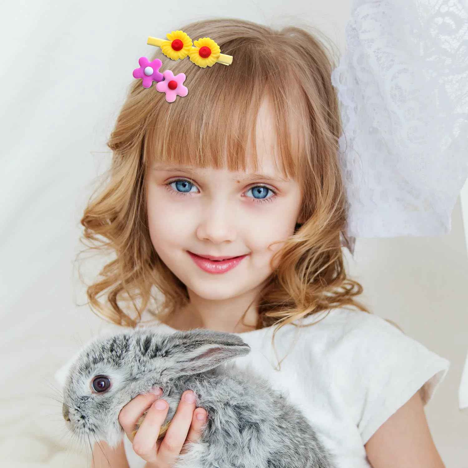 56 Pieces Cute Hair Clips Fashion Hair Accessories for Girls Flowers Fruits Colorful Rainbow Candy Dessert Cute Animal Hair Clips Set Non-Slip Metal Snaps