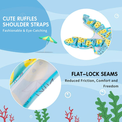 TIZAX Badeanzug für Mädchen Einteiliger Schwimmanzug Kleinkind Niedliche Rüschen Bademode Schnell trocknende Sommerferien Bikini für Kinder 2~7 Jahre