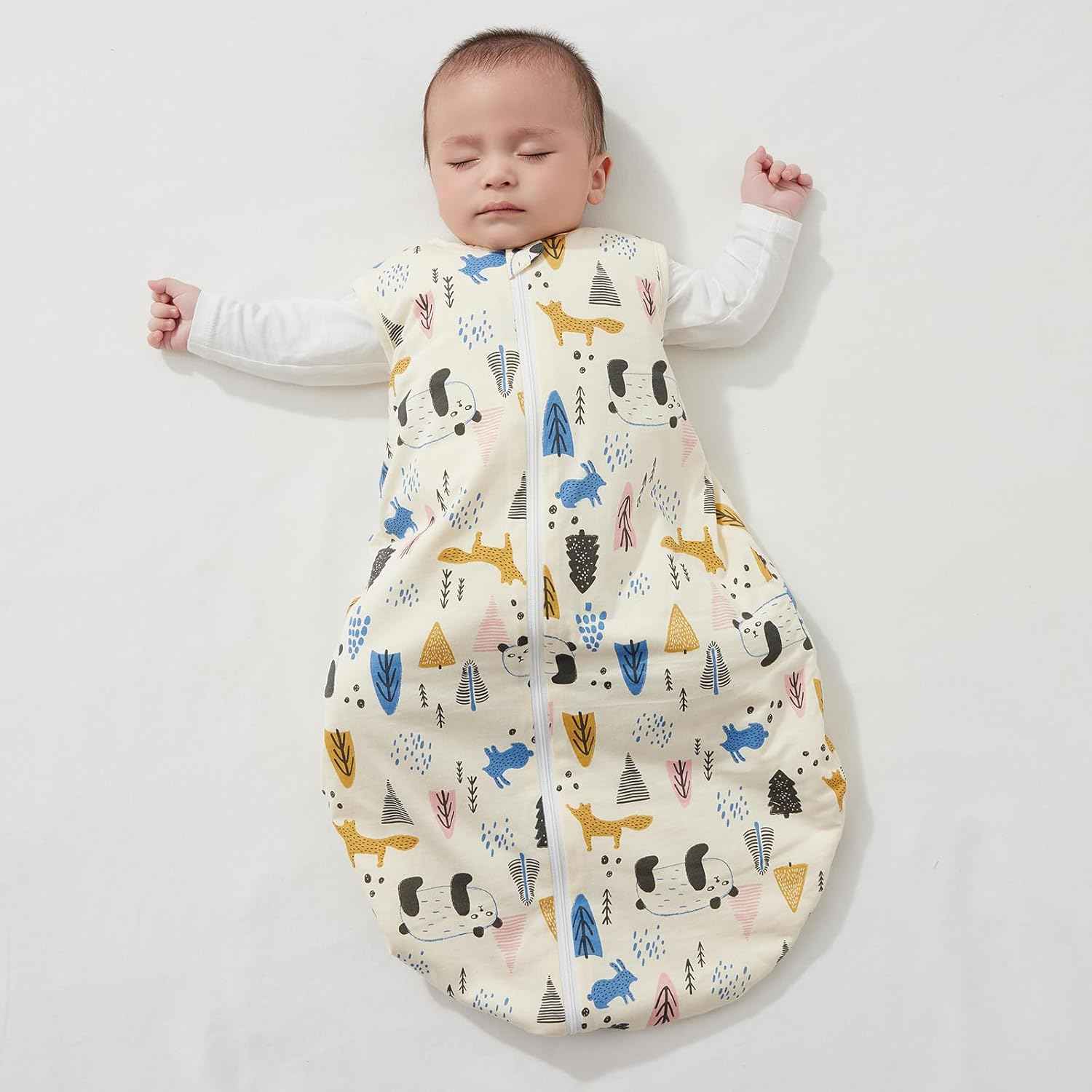 Duomiaomiao 3.5 Tog Baby Sleeping Bag, 100% Cotton Baby Sleeping Bag, Winter, Girls Newborn, Boys Sleeping Bag, Warm Newborn Children (100)