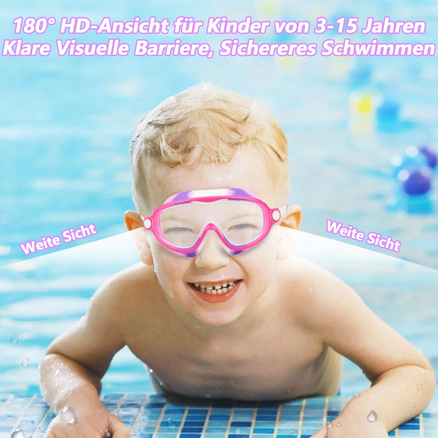 Moseem Schwimmbrille Kinder, 2 Stück Schwimmbrille 3-15 Jahre UV-Schutz,Anti-Nebel Kein Auslaufen Schwimmbrillen für Kinder, Mädchen, Jungen