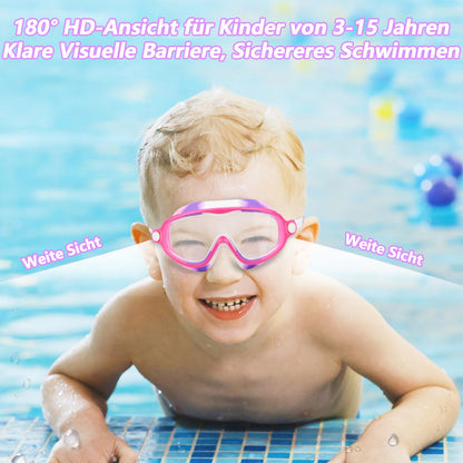 Moseem Schwimmbrille Kinder, 2 Stück Schwimmbrille 3-15 Jahre UV-Schutz,Anti-Nebel Kein Auslaufen Schwimmbrillen für Kinder, Mädchen, Jungen