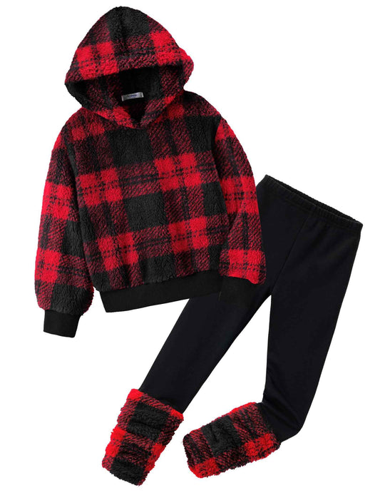 Arshiner Girls' Clothing Sets Winter Children's Hoodie with Leggings Set Warm Cuddly Padded Clothing Two Piece Outfits for Girls 5-14 Years