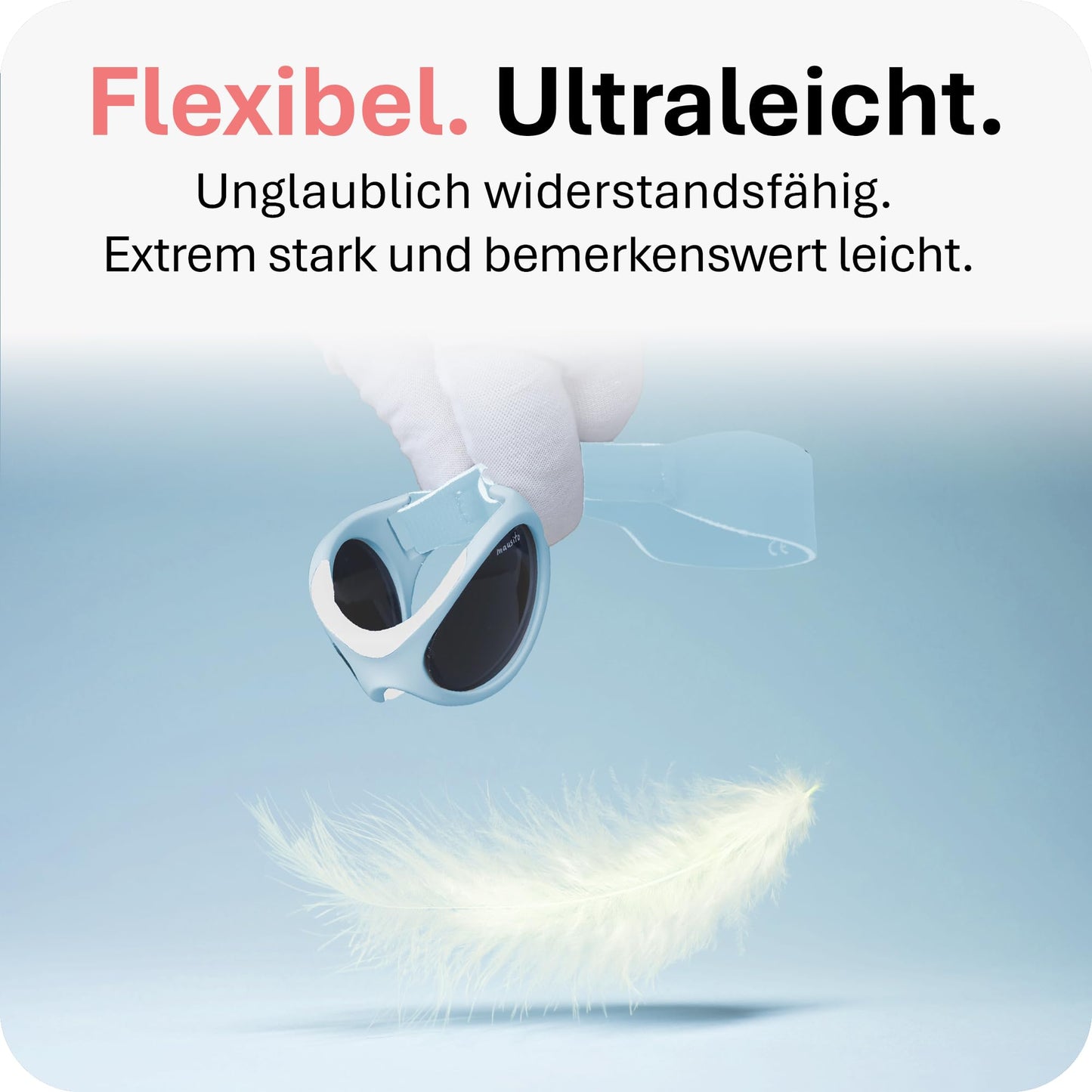 Mausito BABY Sonnenbrille 0-18 Monate Mädchen I VERGLEICHSSIEGER Sonnenbrille Baby 100% UV-Schutz I BIEGSAM & verstellbares Band I Schadstofffrei I Europäisches Design für Kinder gemacht