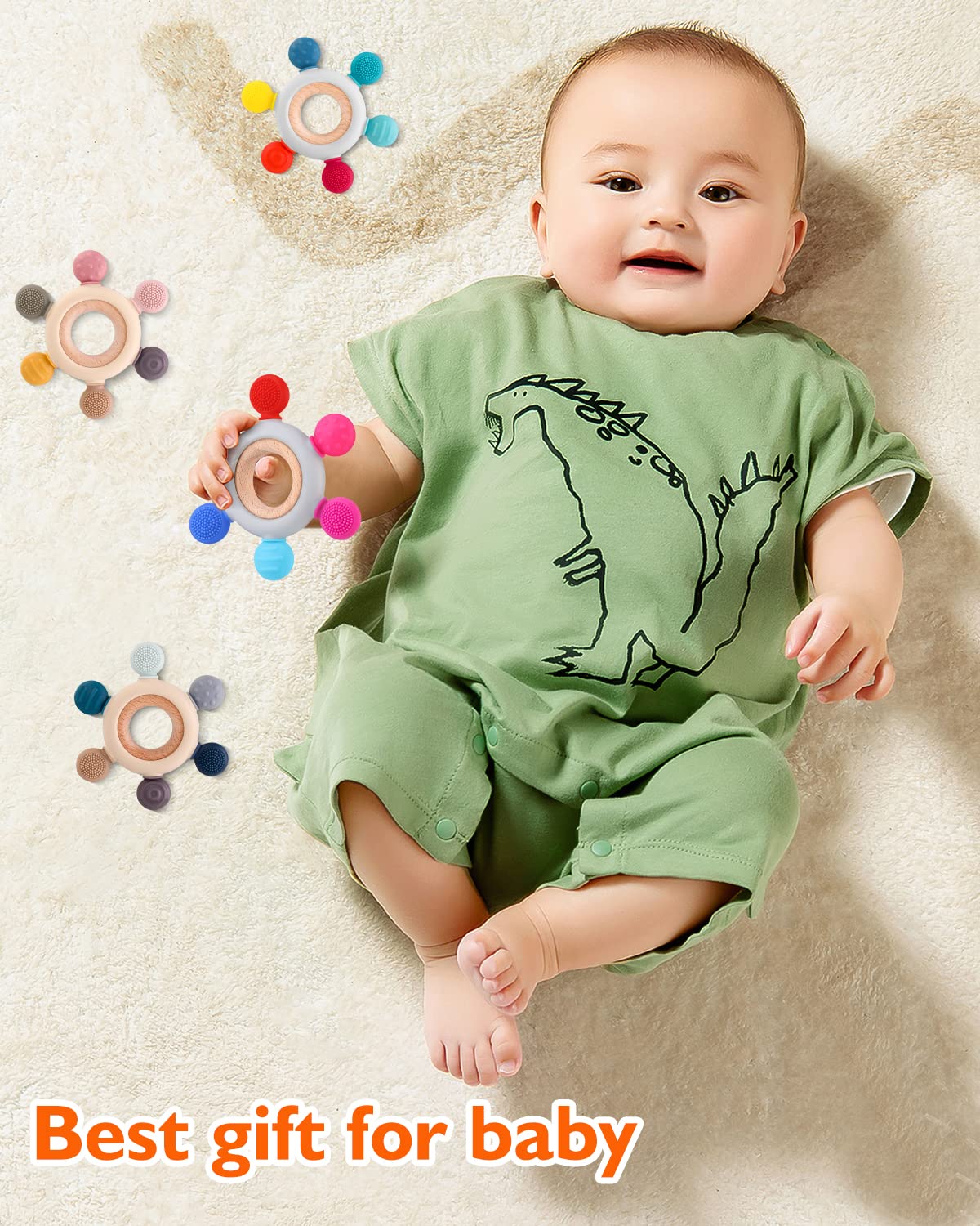 Beißring für Babys, Baby Zahnen Spielzeug aus Silikon, Ruder Greifling Beißspielzeug, BPA-frei Zahnen Nursing Zubehör für 3-6 6-12 Monate Kleinkinder, mädchen Junge Geschenk(Ruder B)