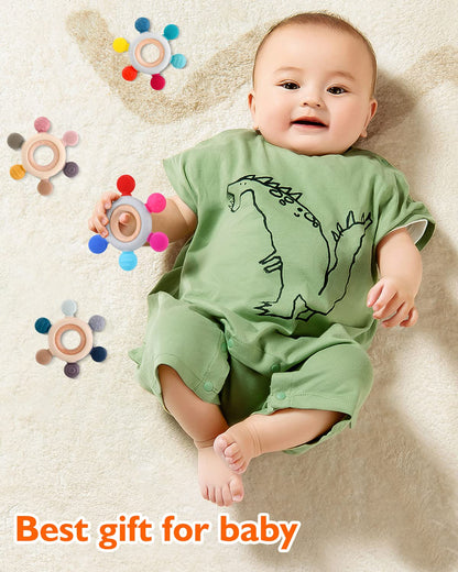 Beißring für Babys, Baby Zahnen Spielzeug aus Silikon, Ruder Greifling Beißspielzeug, BPA-frei Zahnen Nursing Zubehör für 3-6 6-12 Monate Kleinkinder, mädchen Junge Geschenk(Ruder B)