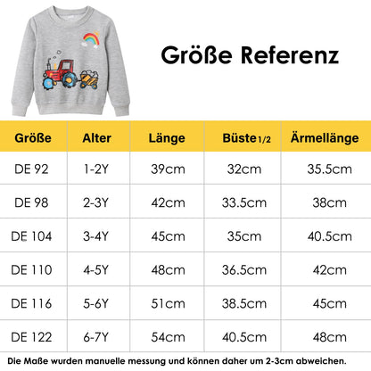 Dinopjs Boys' Jumper, Boys' Warm Sweatshirts, Classic Cartoon Animals, Tractor, Dino, Flying Dragon Knight, Rainbow, Polar Bear Christmas Tree, Cotton Sports Shirts for Children 2-9 Years