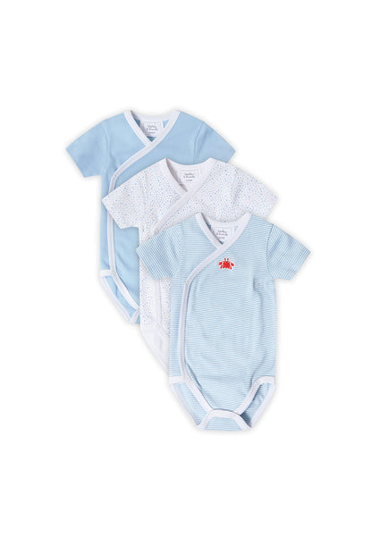 Stellou & friends Baby Body, 100% Bio-Baumwoll Wickelbody 3er MultiSet, kuschelweiche und hochwertige Kinder Kleidung für Jungs und Mädchen, Langarm & Kurzarm-body, OEKO-TEX 100 Zertifiziert