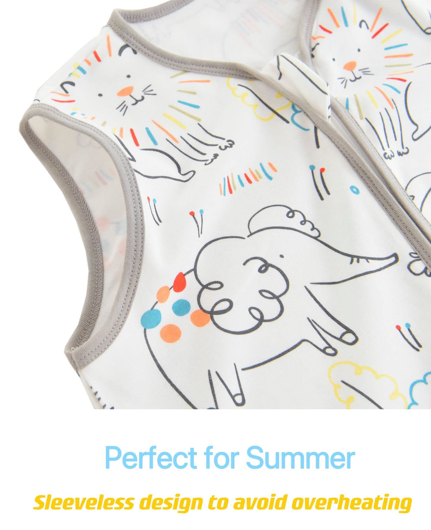 Chilsuessy Summer Baby Sleeping Bag, Small Children’s Sleeveless Pyjamas for Summer and Spring, 100 % Cotton