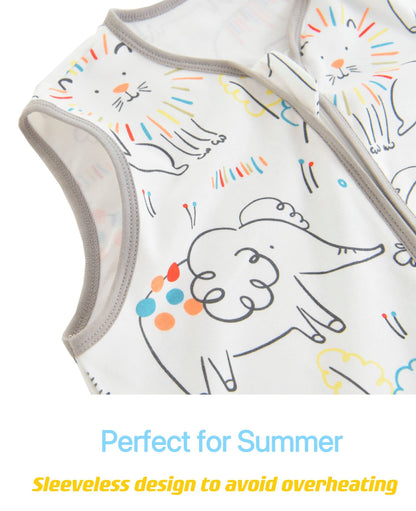 Chilsuessy Summer Baby Sleeping Bag, Small Children’s Sleeveless Pyjamas for Summer and Spring, 100 % Cotton