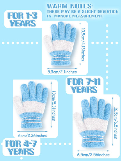 Geyoga 3 Paar Kinder Strickhandschuhe Winter Vollfinger Handschuhe