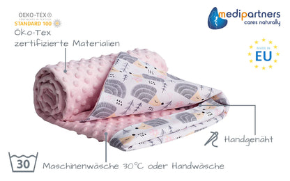Medi Partners Babydecken Baby 100% Baumwolle Krabbeldecke Babydecke 75x100cm doppelseitig Kinderbett Minky Kuscheldecke Kinderwagen (REH mit grauem Minky)