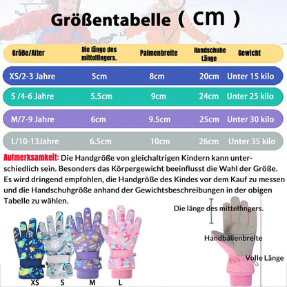 FAYHIJUN Children's Winter Snow Gloves Ski Gloves for 1-13 Years Girls Boys PU Palm Waterproof Windproof Warm Fleece Winter Gloves Cycling Gloves