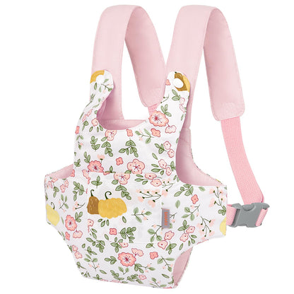 GAGAKU Puppentrage ab 3 Jahre Bauchtrage Babypuppen Zubehör Schultergurte Babytrage Puppe Kleinkind Puppentragetasche Stofftiertrage Kuscheltierträger - Rose - Kaninchengarten