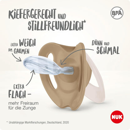 NUK Silikon-Schnuller, kiefergerecht, 6-18 Monate, BPA-frei, 2 Stück, weiß & grün