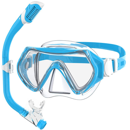 Findway Children's Diving Goggles, Swimming Goggles, Snorkel Mask for Boys Girls Teenagers, Diving Mask with Nose Cover, 180° Panorama, HD, Anti-Fog, Anti-Leak, Diving Goggles for Children 4-16 Years