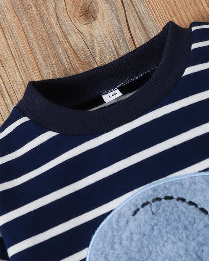 Kleinkind Baby Jungen Kleidung Niedliche Tierdruck Langarm Sweatshirt Tops und Jeans Set Herbst Winter Baby Junge Jeans Casual 2-teiliges Outfit