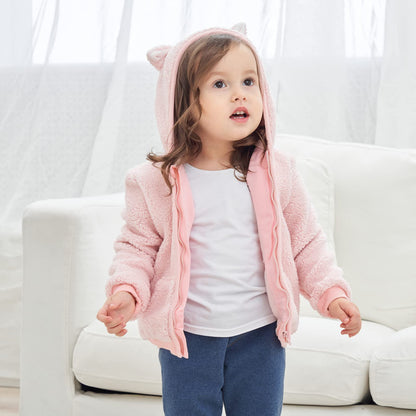 Gajaous Newborn Baby Girls Boys Fleece Hooded Jacket Zip Bear Coat Warm Winter Outwear