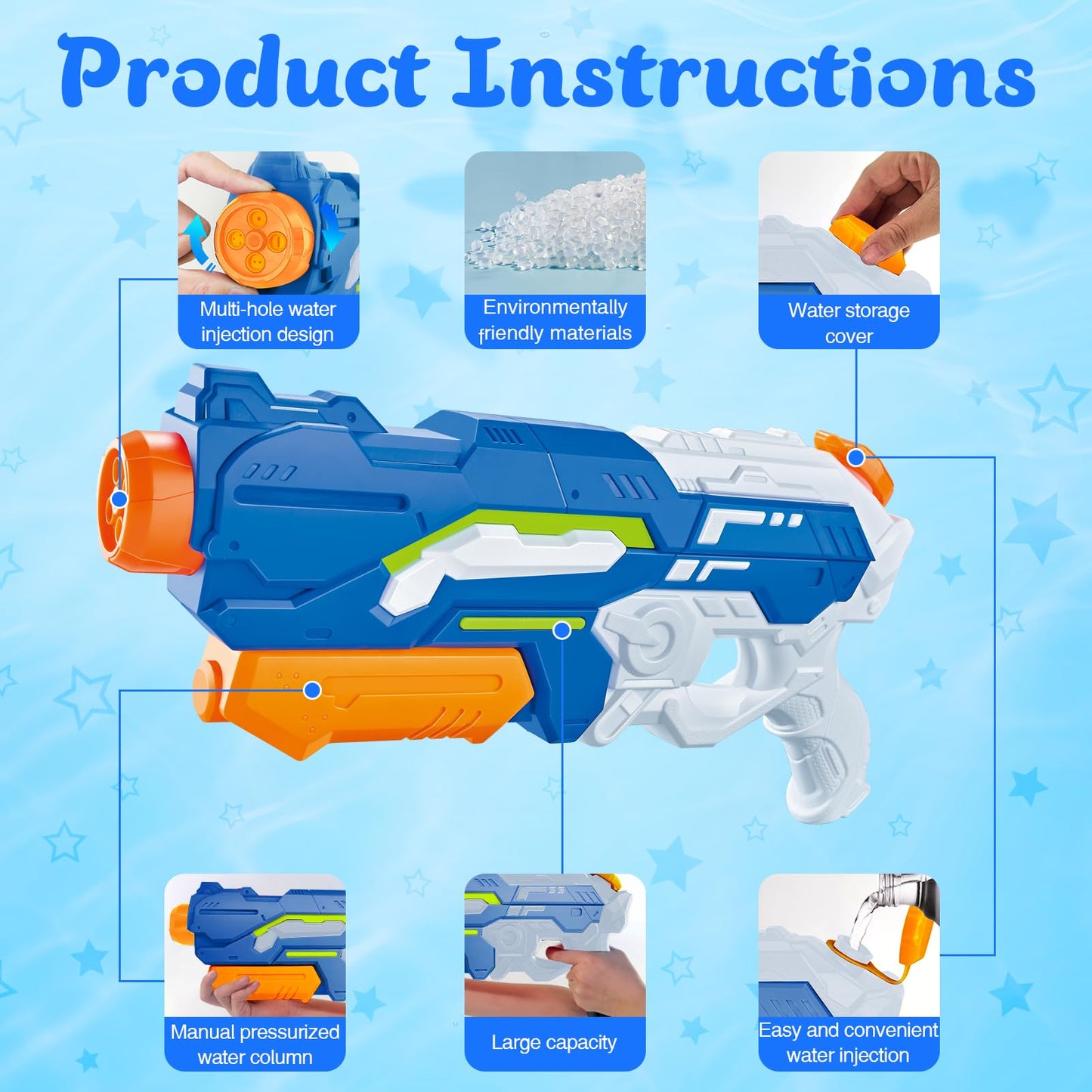 Wasserpistole Kinder – 1200ML Wasserspritzpistole mit 8–10m Reichweite, Outdoor Spielzeug für Sommer, Strand, Pool & Garten – Wasserblaster große reichweite für Jungen & Mädchen (Rot)