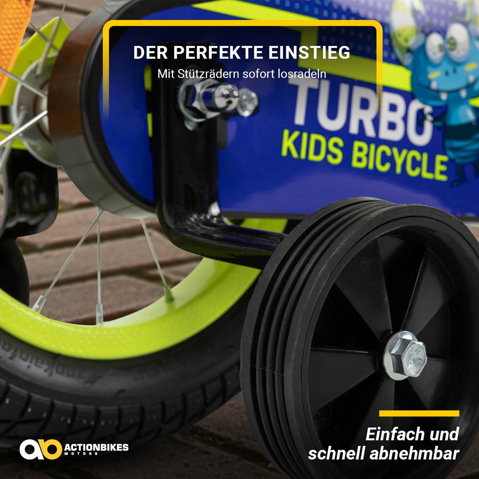 Actionbikes Kinderfahrrad Turbo | 12 16 Zoll - V-Brake Bremsen - Fahrrad für Kinder von 2-7 Jahren - Schutzblech v. / h - Kinder Fahrrad für Mädchen & Jungen - Fahrräder - Bicycle - Kinderrad - Bike - Meloni2