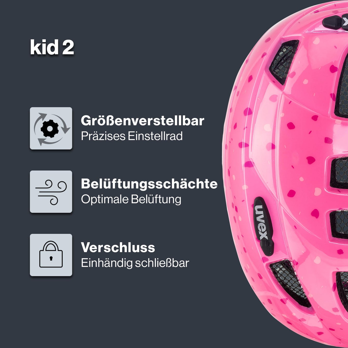 uvex Kid 2 - Lightweight bicycle helmet for children - individual size adjustment - expandable with LED light 