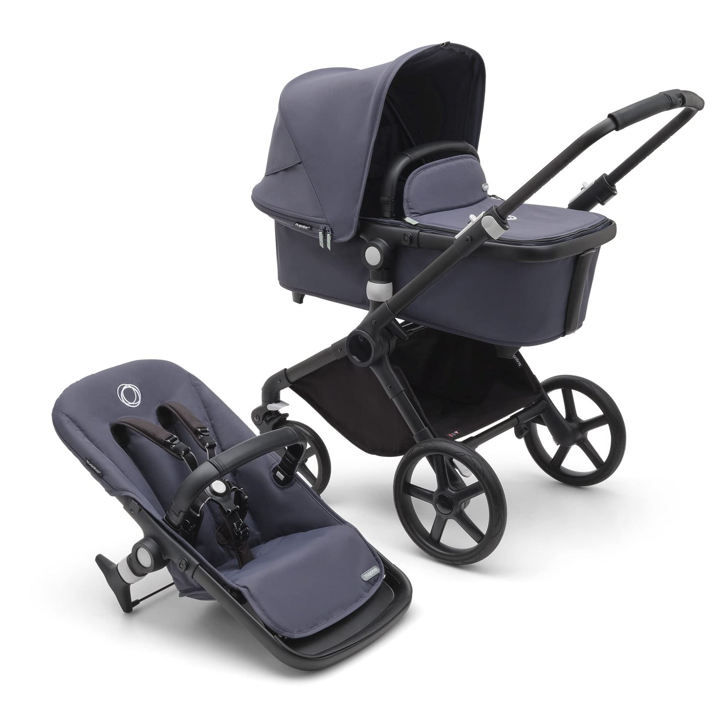 Bugaboo Fox Cub All Terrain Pushchair, Lightweight and Sturdy Pram, Durable Design and Extra Large Sun Canopy, One Piece and Self Standing Foldable - Black