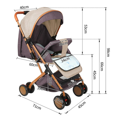 Buggy für Babys, ultraleicht, kompakt, faltbar und neigbar, von Geburt bis 25 kg, mit Trolley-System, Regenschutz inklusive, ausziehbarer Haube, C-schwarz