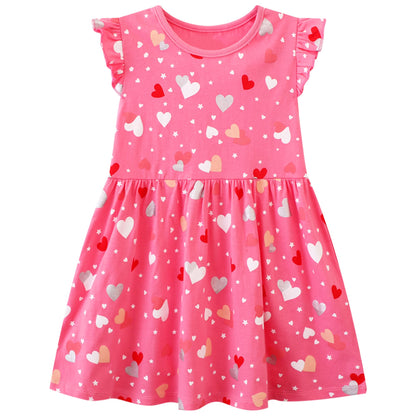 FILOWA Kleider für Mädchen Kinder Einhorn Blumen Stickerei Herz Druck Tier Sommerkleid Cartoon Kinderkleider Embroider Baumwolle Mädchenkleid Lange/Ärmellos Lässige Geburtstag Kinderkleidung,Gr.92-128