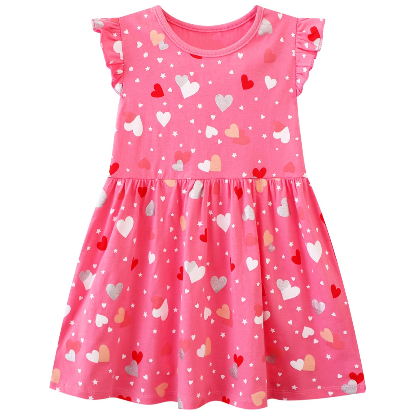 FILOWA Kleider für Mädchen Kinder Einhorn Blumen Stickerei Herz Druck Tier Sommerkleid Cartoon Kinderkleider Embroider Baumwolle Mädchenkleid Lange/Ärmellos Lässige Geburtstag Kinderkleidung,Gr.92-128