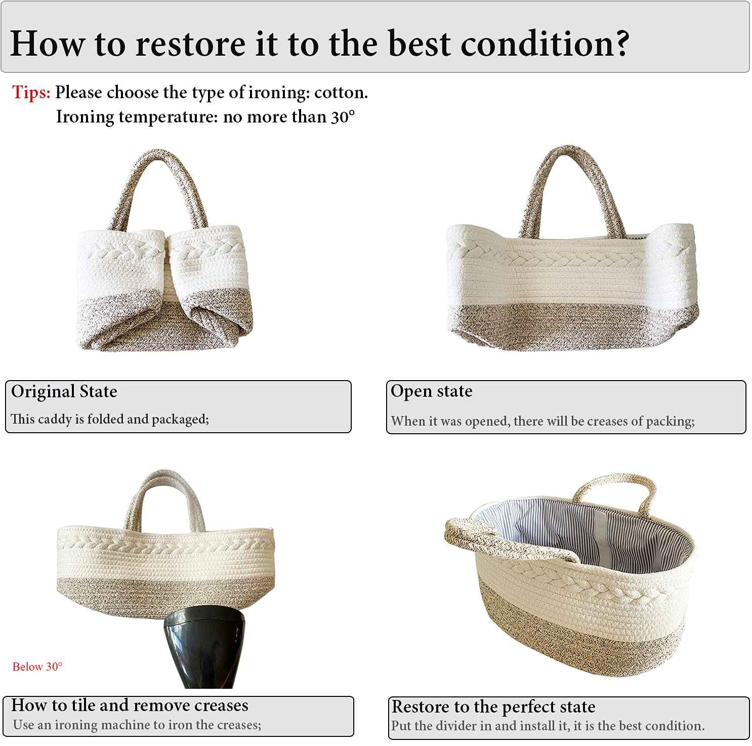 Baby Nappy Caddy Organiser, Multifunctional Storage Box for Nappies, with Interchangeable Compartments, 100% Cotton Linen, Portable Storage Basket for Nappies, Baby Shower Gift