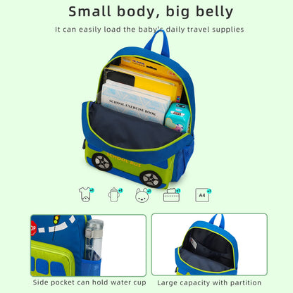 willikiva Car Dinosaur Toddler Kids Backpack for Boys and Girls Kids Waterproof Preschool Bag