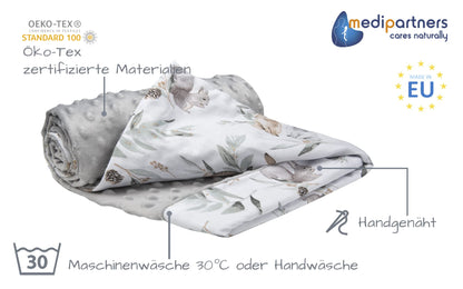 Medi Partners Babydecken Baby 100% Baumwolle Krabbeldecke Babydecke 75x100cm doppelseitig Kinderbett Minky Kuscheldecke Kinderwagen (REH mit grauem Minky)