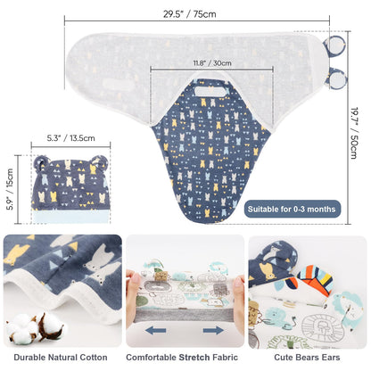 Neugeborene Swaddle Decke Hut Set Baby Gedruckt Swaddles Säugling Einstellbar Schlafsack für 0-3 Monate Mädchen Jungen