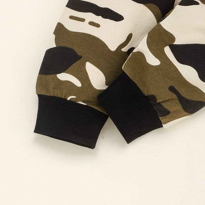 Juflam Baby Boy Camouflage Outfits Set Langarm Daddy's Boy Camo Hoodie Top mit Tasche + Hose