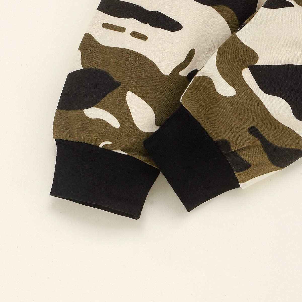 Juflam Baby Boy Camouflage Outfits Set Langarm Daddy's Boy Camo Hoodie Top mit Tasche + Hose