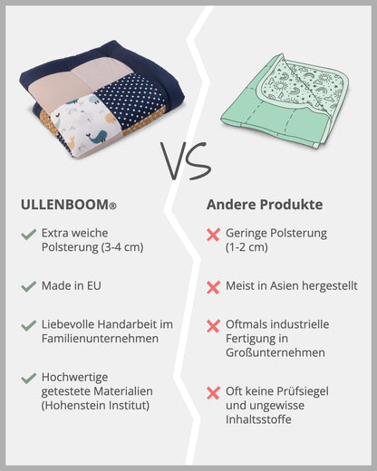 ULLENBOOM Krabbeldecke für Baby 100x100 cm, 100% OEKO-TEX Materialien, Made in EU, Dick & weich gepolstert, Sandblume - ideal als Babydecke, Laufgittereinlage & Spieldecke Baby