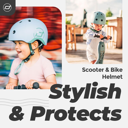 Scoot and Ride Baby Helmet with Adjustable Straps - Matte Finish - Small and Medium - Includes LED Safety Light and Soft Fleece Padding for Extra Protection