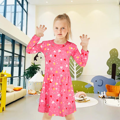 FILOWA Kleider für Mädchen Kinder Einhorn Blumen Stickerei Herz Druck Tier Sommerkleid Cartoon Kinderkleider Embroider Baumwolle Mädchenkleid Lange/Ärmellos Lässige Geburtstag Kinderkleidung,Gr.92-128