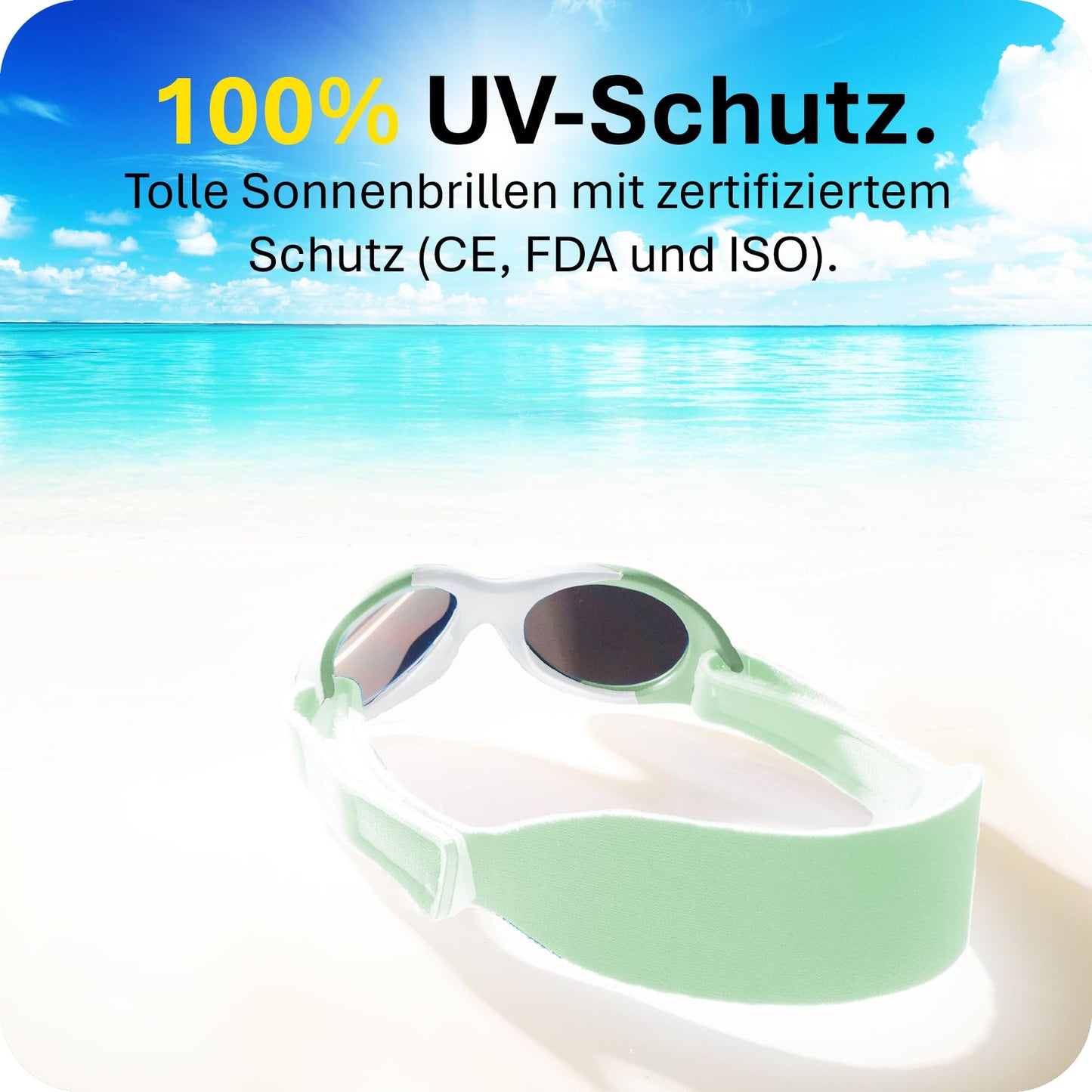 Mausito BABY Sonnenbrille 0-18 Monate Mädchen I VERGLEICHSSIEGER Sonnenbrille Baby 100% UV-Schutz I BIEGSAM & verstellbares Band I Schadstofffrei I Europäisches Design für Kinder gemacht