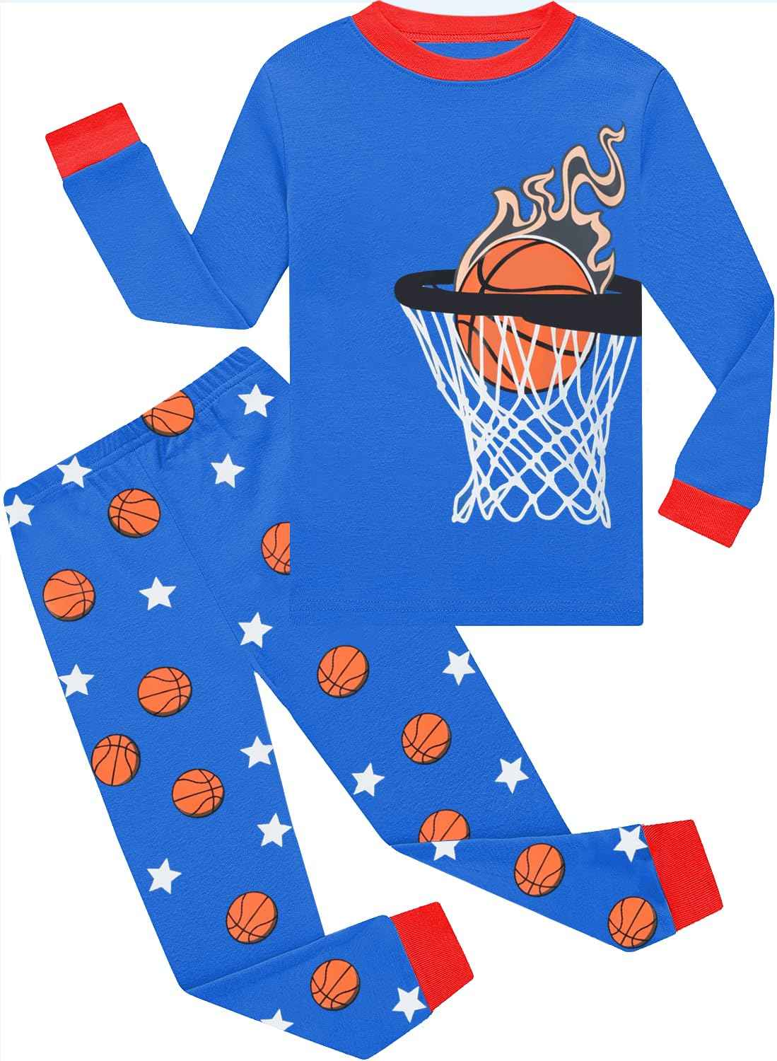 EULLA Children's Boys' Pyjamas Long Sleeve Cotton Winter Pyjama Set Fire Truck Dinosaur Digger Tractor Train Two-Piece Sleepwear 1-7 Years 92 98 104 110 116 122