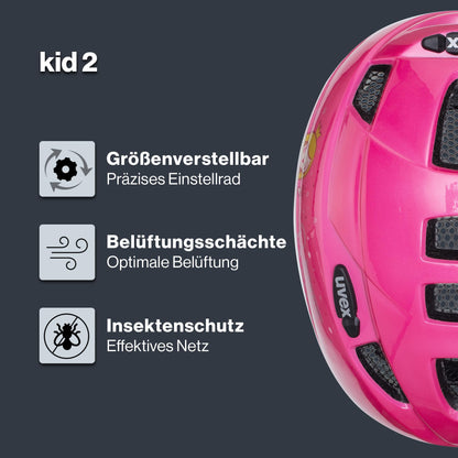 uvex Kid 2 - Lightweight bicycle helmet for children - individual size adjustment - expandable with LED light 