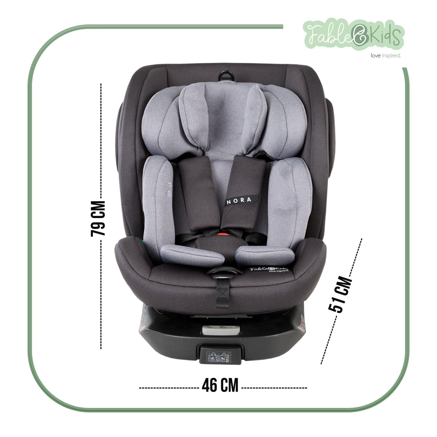 FableKids NORA Kindersitz Grau | 360° drehbarer i-Size Autokindersitz 40–150 cm | Reboarder mit ISOFIX & Stützbein | höhenverstellbare Kopfstütze & Rückenlehne | ECE R129/04 zertifiziert - Meloni2
