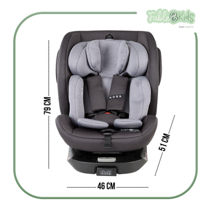 FableKids NORA Kindersitz Grau | 360° drehbarer i-Size Autokindersitz 40–150 cm | Reboarder mit ISOFIX & Stützbein | höhenverstellbare Kopfstütze & Rückenlehne | ECE R129/04 zertifiziert - Meloni2