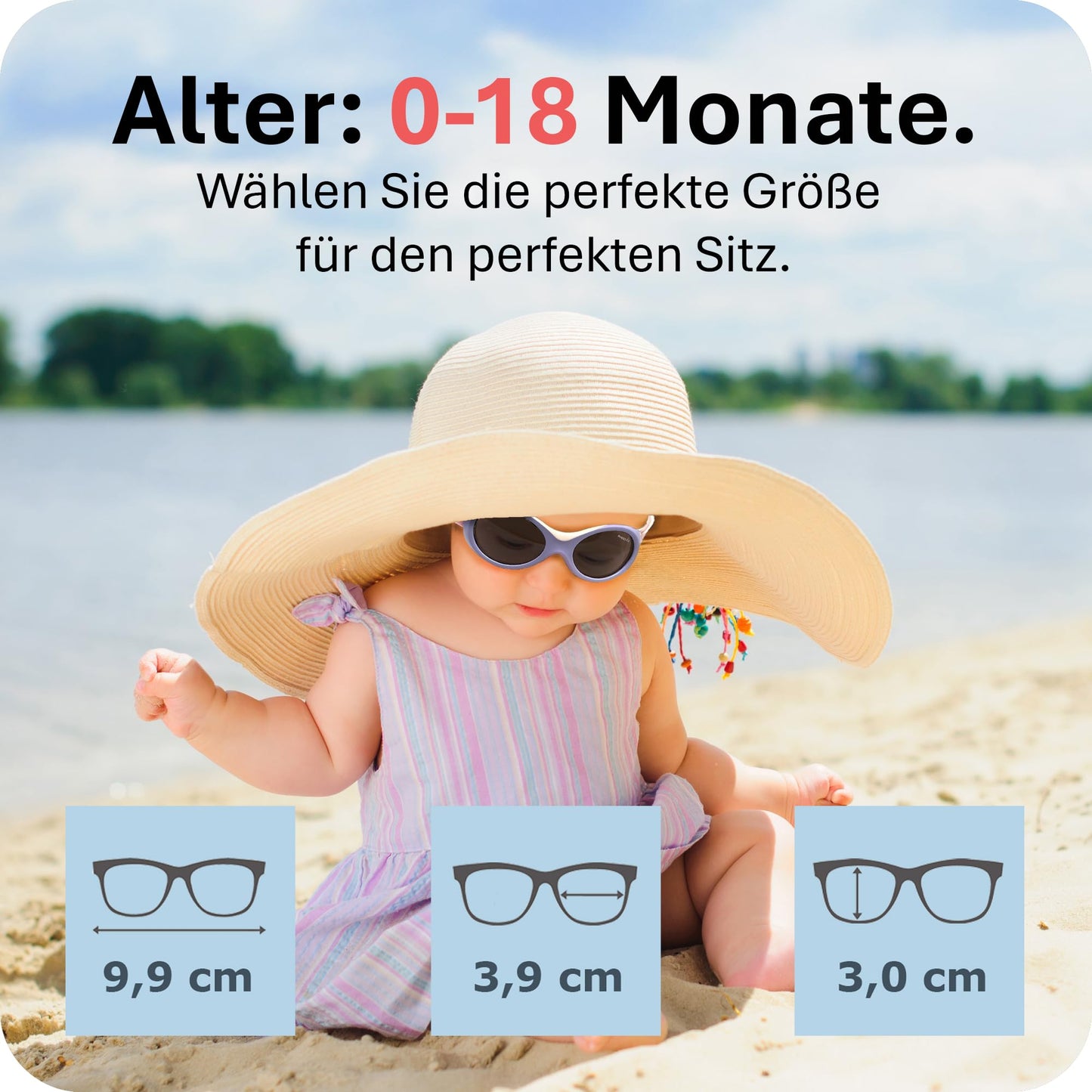 Mausito BABY Sonnenbrille 0-18 Monate Mädchen I VERGLEICHSSIEGER Sonnenbrille Baby 100% UV-Schutz I BIEGSAM & verstellbares Band I Schadstofffrei I Europäisches Design für Kinder gemacht