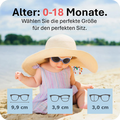 Mausito BABY Sonnenbrille 0-18 Monate Mädchen I VERGLEICHSSIEGER Sonnenbrille Baby 100% UV-Schutz I BIEGSAM & verstellbares Band I Schadstofffrei I Europäisches Design für Kinder gemacht
